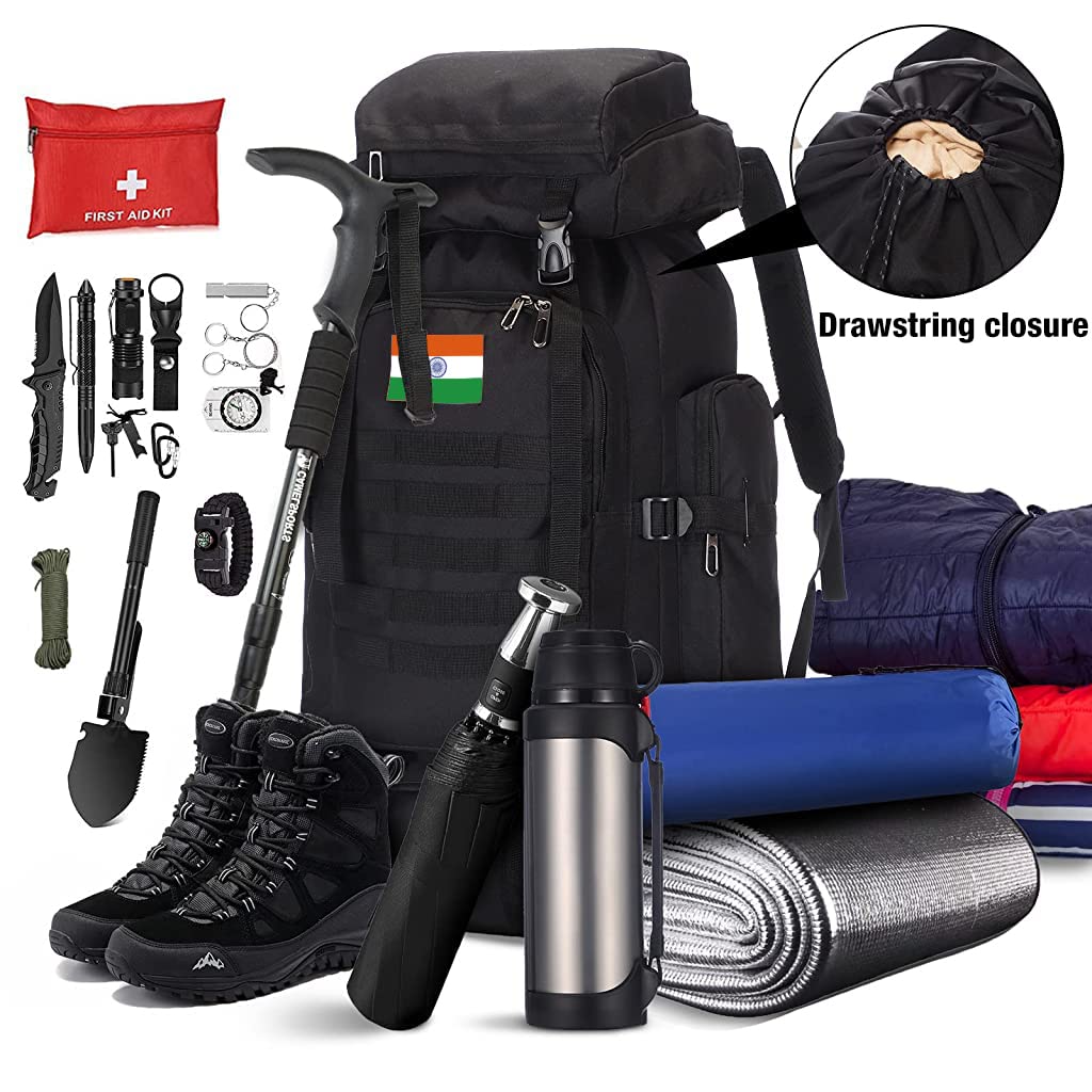 GUSTAVE Rucksack Bag for Outdoor Trekking and Camping featuring Ergonomic Design | 80L Waterproof Nylon Backpack