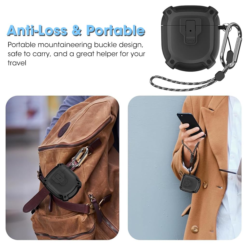 ZORBES Protective Case for Bose QuietComfort Earbuds II with Safety Lock and TPU Cover | Includes Carabiner and Lanyard