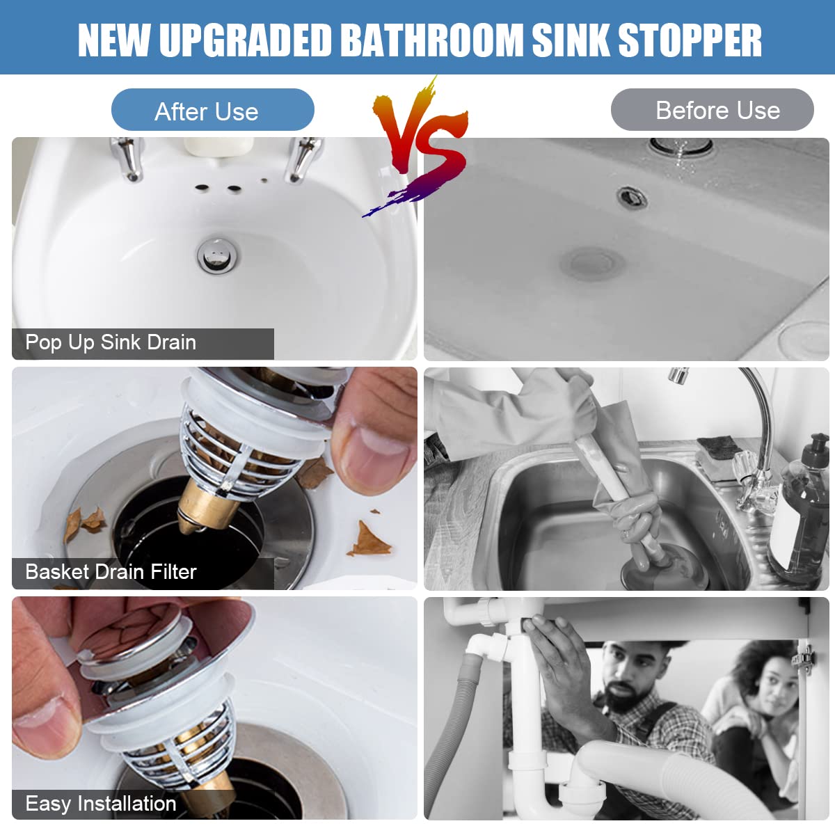 HASTHIP Waste Coupling for Wash Basin with 2 in 1 Pop Up Strainer | Stainless Steel 62mm Plug