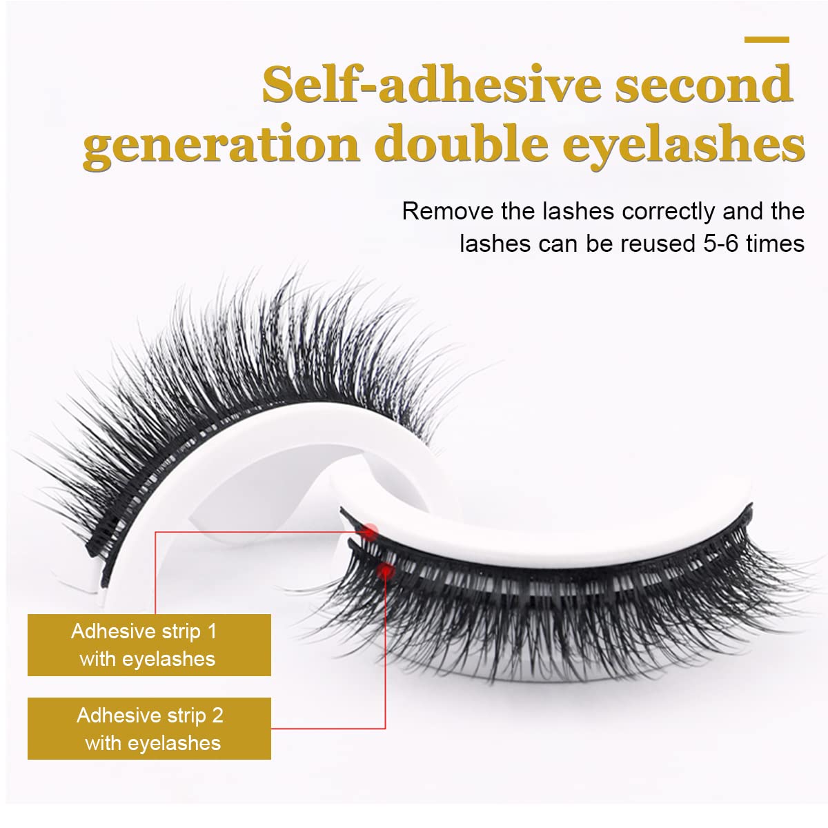 MAYCREATE® 2 Pairs Reusable 3D False Eyelashes Long Natural Look Self-Adhesive Eyelashes Magnetic and Waterproof Fake Eyelashes For Girls Women (09 Natural) Black