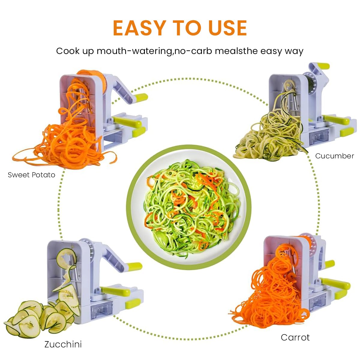 HASTHIP Vegetable Slicer for Kitchen with 5 Blades and Stable Suction Cup | Easy Storage