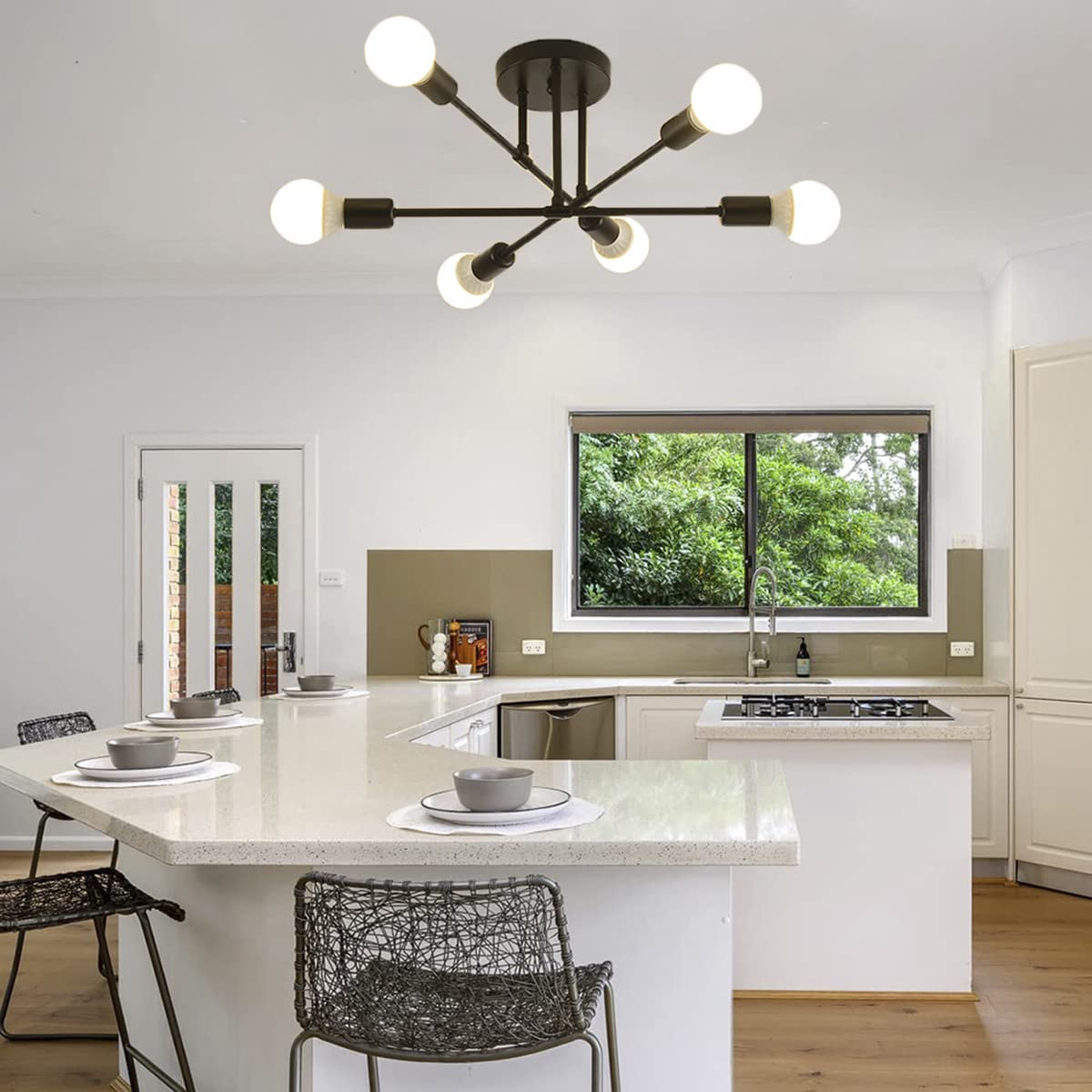 ELEPHANTBOAT Hanging Lights for Living Room featuring 6-Light Metal Chandelier | 2 PCS