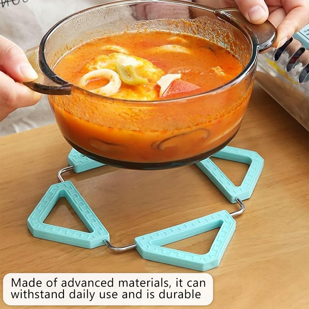 Supvox Silicone Trivet Mat Set for Hot Cookware featuring 4 PPR Triangles & Metal Frame | 3Pcs