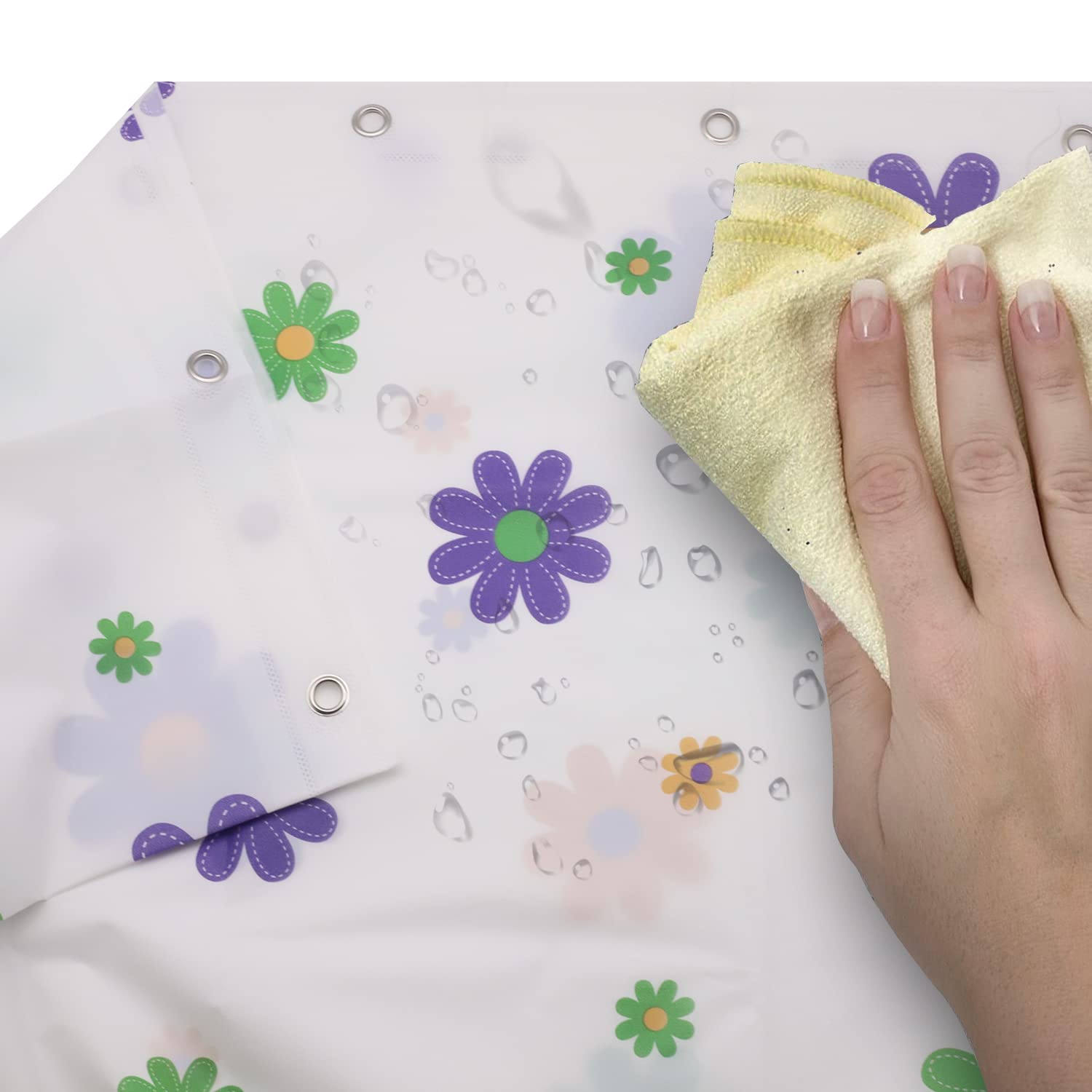 HASTHIP Shower Curtain for Bathroom with Metal Hooks and HD Print | Waterproof PEVA 1.8m x 1.8m