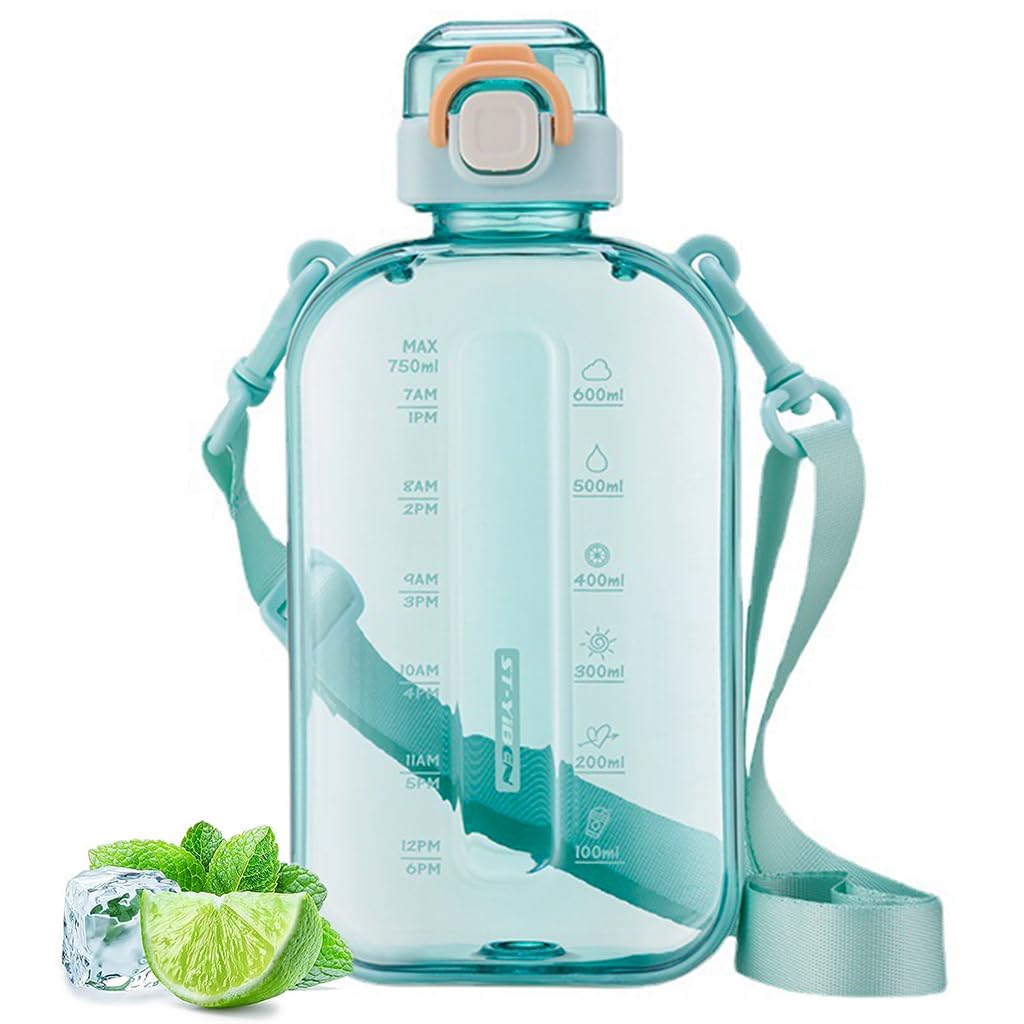 Optifit Water Bottle 750ml for Outdoor and Fitness with Leakproof Lid and Shoulder Strap | BPA Free