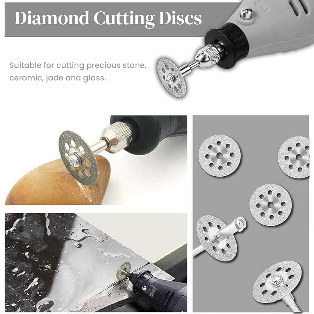 Serplex® 129PCS Cutting Wheel Set for Rotary Tool HSS Wheels 6PCS Diamond Discs 10PCS Resin Circular Saw Blades 30PCS with 1/8 Inch Shank for Wood Metal Plastic Stone Cutting