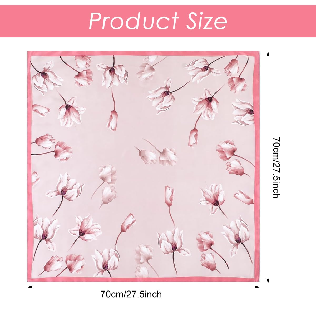 SANNIDHI Silk Scarf for Women featuring Pink Lotus Design with Soft Satin Fabric | Versatile Neck Hair and Bag Accessory