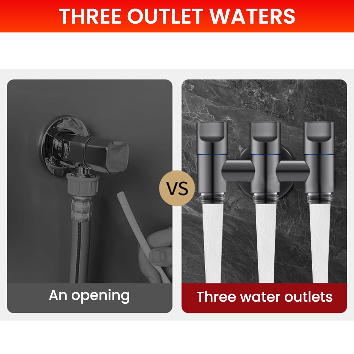 Supvox Multi Water Inlet Valve for Washing Machines and Dishwashers 3PCS | Featuring 3 in 1 Design with Stainless Steel and Independent Control Knob