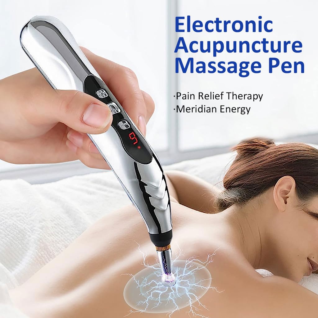 HANNEA Electric Acupoint Pen for Pain Relief with 9 Levels Strength and 5 Massage Bits | USB Rechargeable Therapy Tool