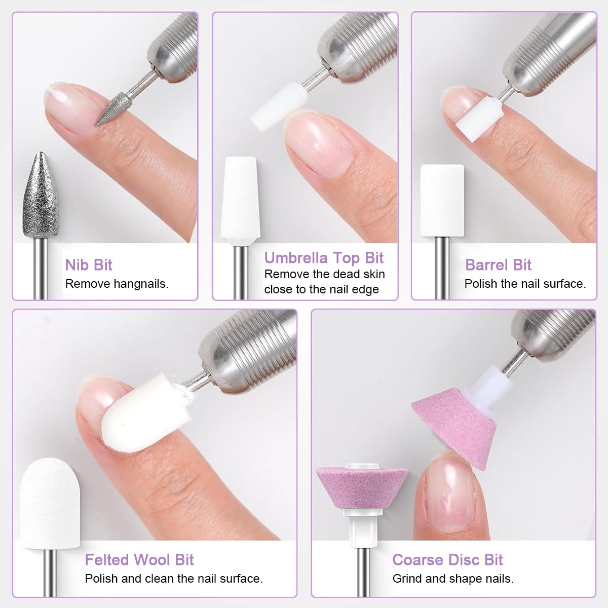 MAYCREATE Nail Drill Bit Set for Acrylic Gel & Dip Nails featuring 24 pcs 3/32 inch Ceramic Diamond Carbide Bits | Professional Manicure Tools