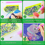 PATPAT® DIY 5D Diamond Art Kit for Kids Diamond Painting for Kids Color Unicorn Diamond Painting Kit with Frame & Tool Art Craft DIY Desk Decoration for Kids 5-12 Years Old, Arts and Crafts for Kids