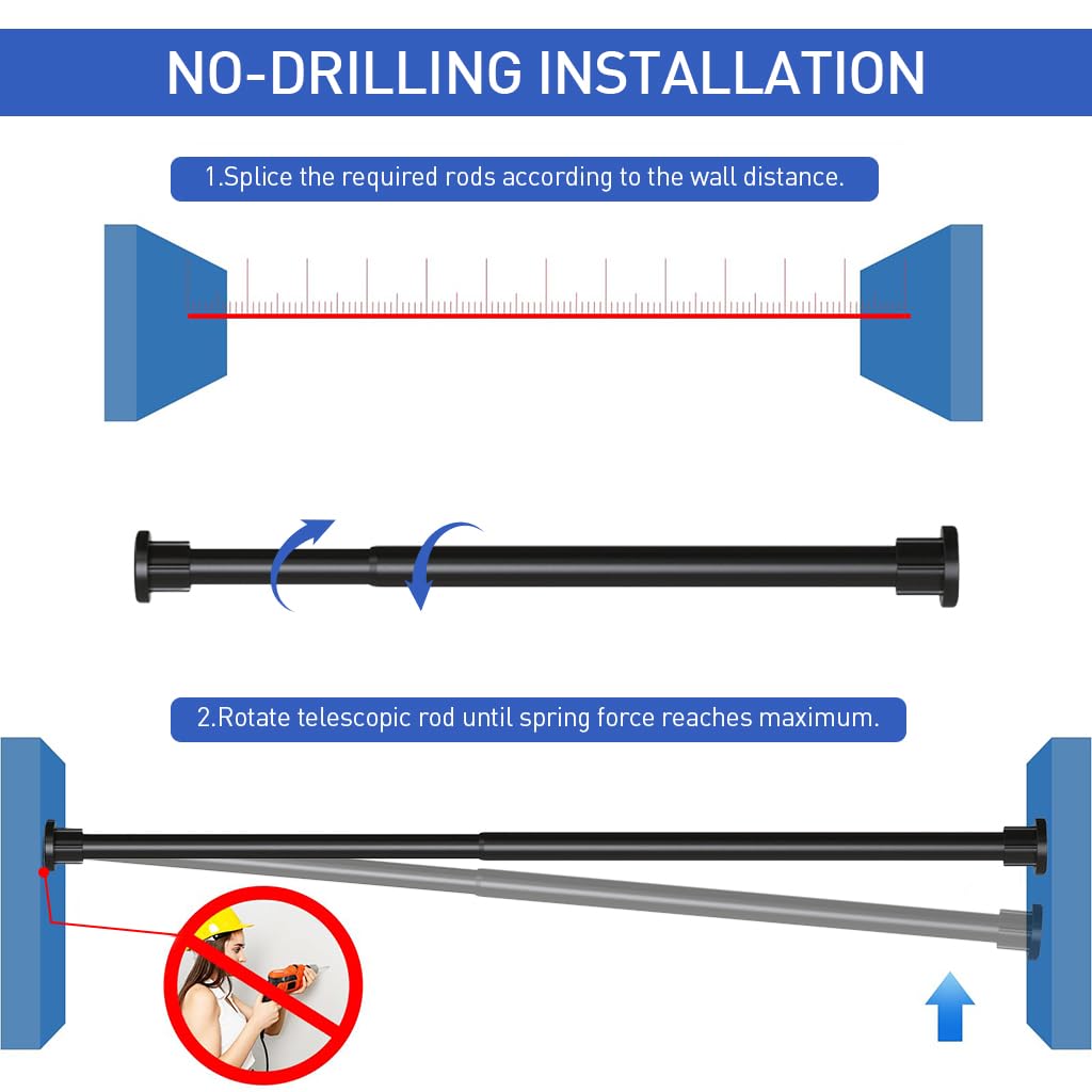 HASTHIP Shower Curtain Rod for Bathroom and Window with Spring-Loaded Mechanism 43.3–78.7 in Stainless Steel