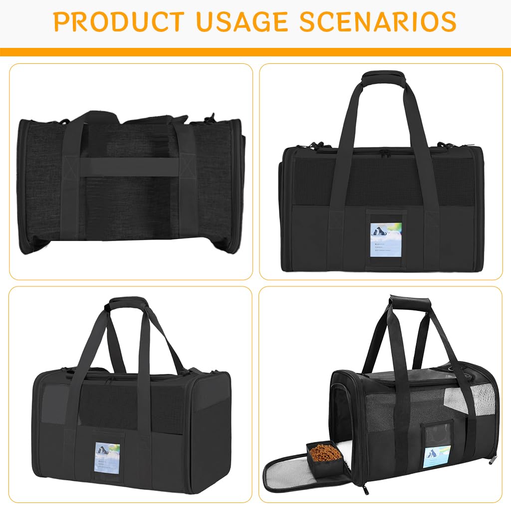 Qpets Cat Carrier Backpack for Travel with Expandable 15×17.3×23.6 in Space | Transparent Window and Breathable Mesh Design