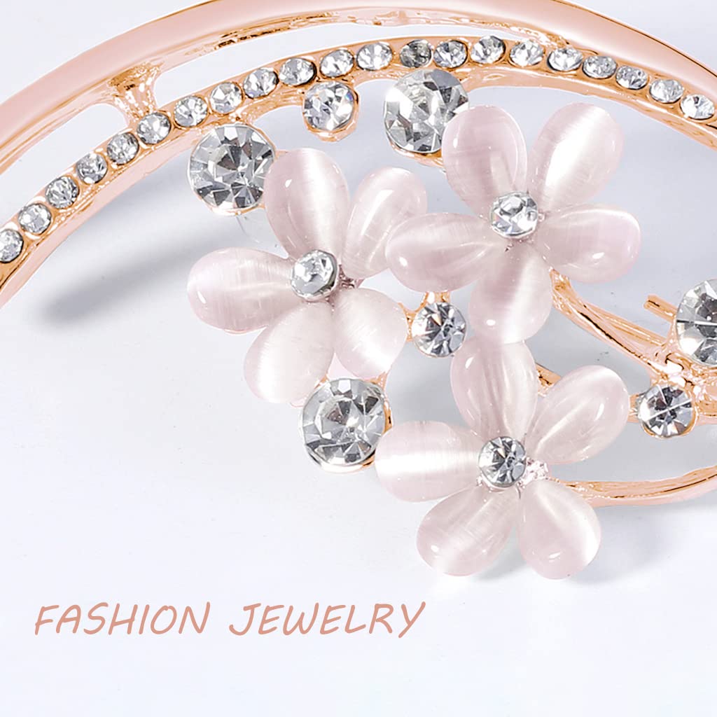 ZIBUYU Saree Brooch for Women featuring 3.1x5.3cm Opal Floral Design with Rhinestones | Elegant Pin for Sarees and Dresses