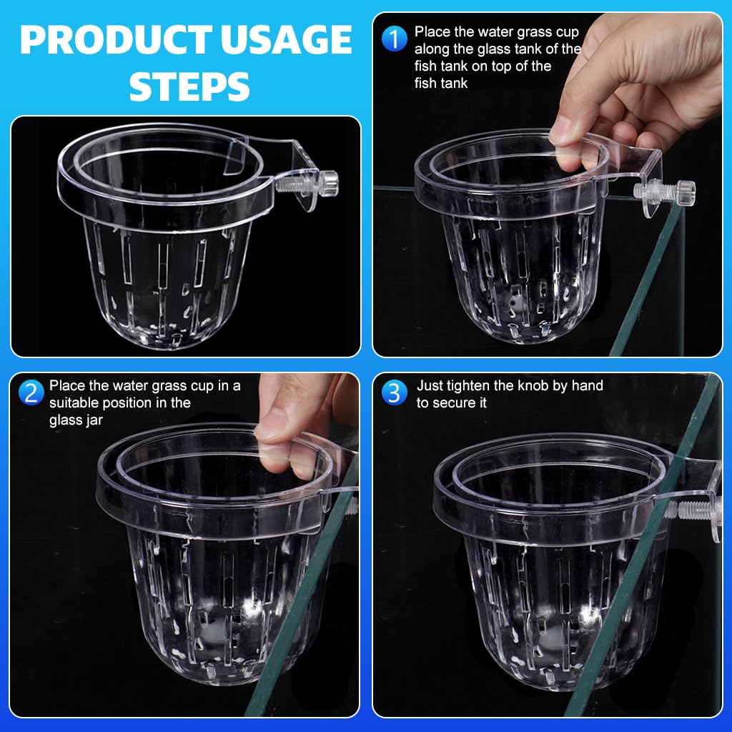 Qpets® Hydroponic Plant Pot for Open Fish Tank Fixed Wall Hanging Fish Tank Hydroponic Plant Pot Hydroponic Plant Basket PC Transparent Hydroponic Plant Basket for All Open Fish Tanks