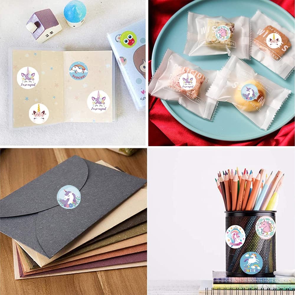 ELEPHANTBOAT Unicorn Label Stickers for Kids Crafts and Gift Bags featuring 500pcs 1 in Designs
