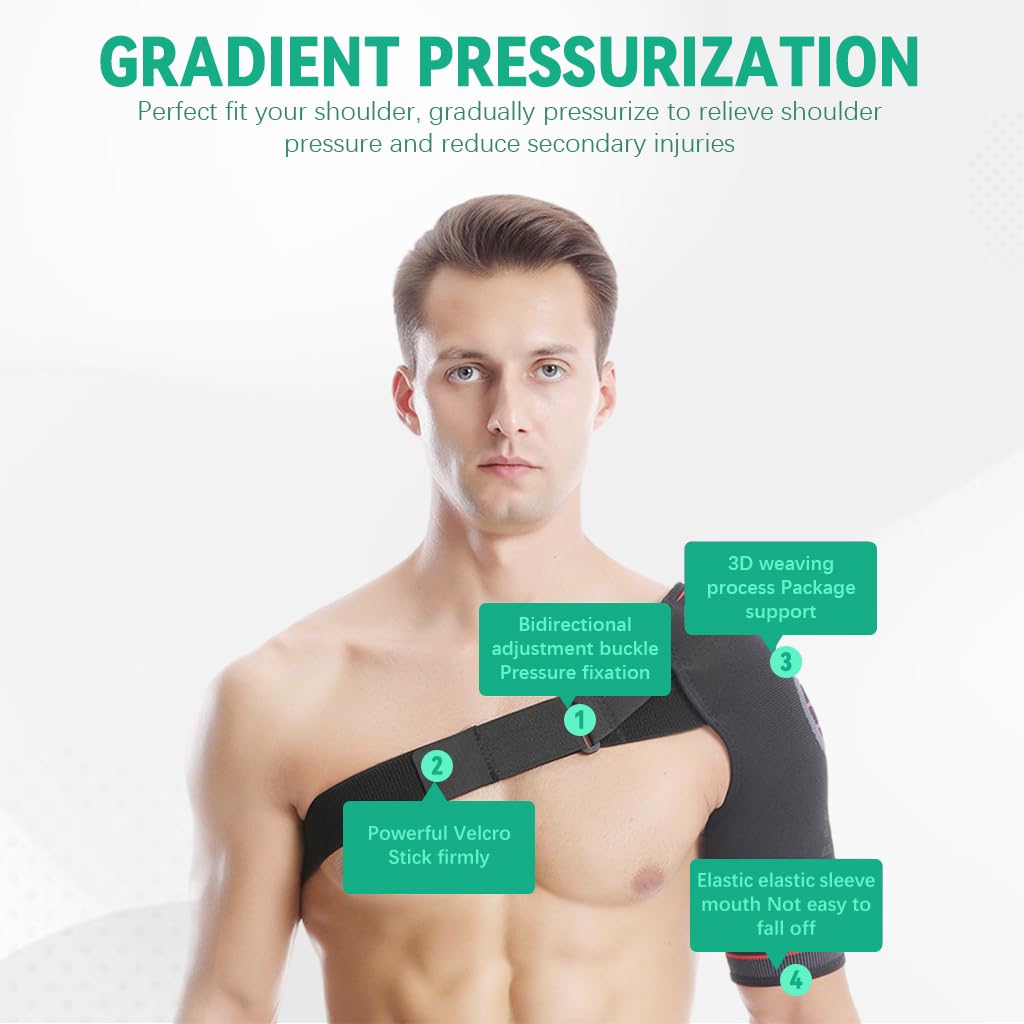 HANNEA Shoulder Brace for Rotator Cuff Recovery featuring Adjustable Straps and Breathable Mesh | Pain Relief Support for Men and Women