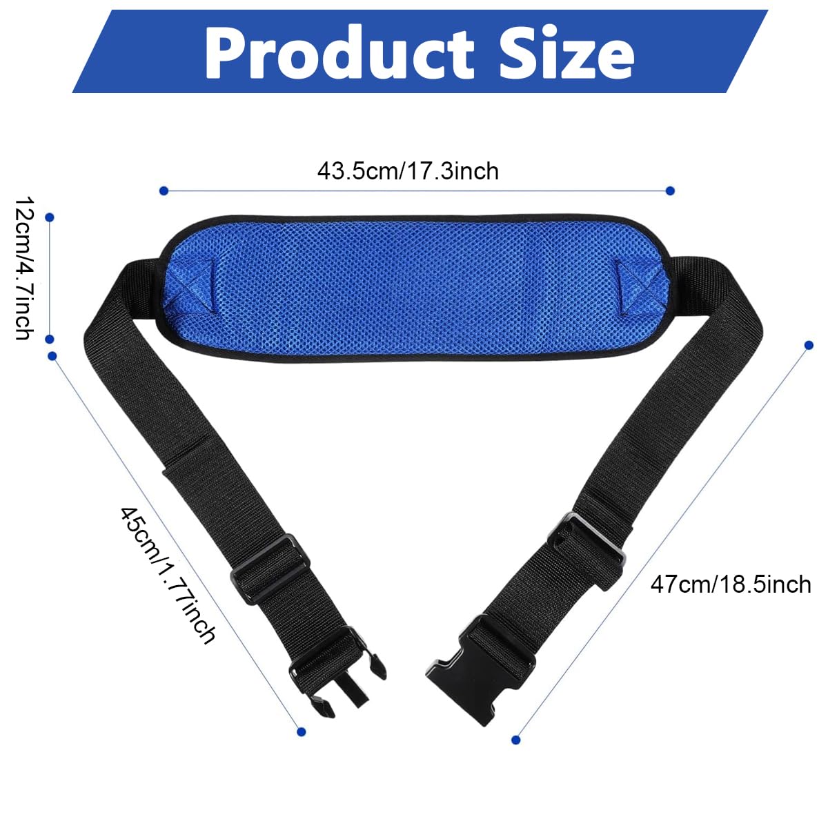 HANNEA Wheelchair Seat Belt for Elderly Safety with Quick Release Buckle and Padded Strap | Adjustable Mesh Nylon Harness for Manual and Electric Wheelchairs