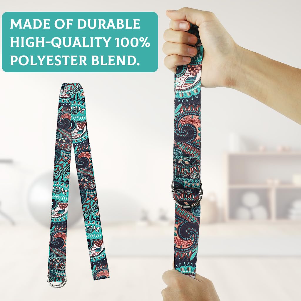 Proberos Yoga Belt for Back Alignment featuring Dual D-Ring and 5.9ft Length | Polyester Cotton Strap