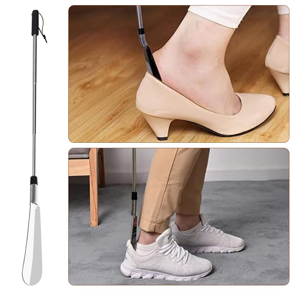 HASTHIP Shoe Horn for Seniors featuring Adjustable Telescopic 16–38 in Metal Handle | 3PCS