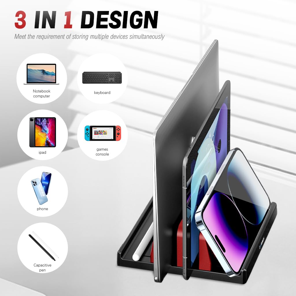 ZORBES Adjustable Size Vertical Laptop Stand for Desk with Foldable Ventilated Riser | 3PCS