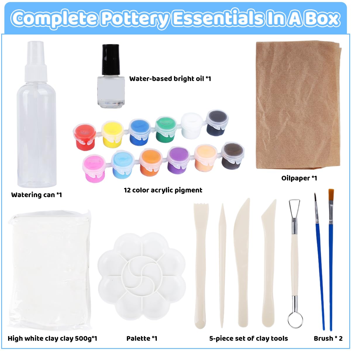 PATPAT Squishy Making Kit for Kids with 18 Shape Molds and 4×60ml Water Gels | DIY Clay Toy Set