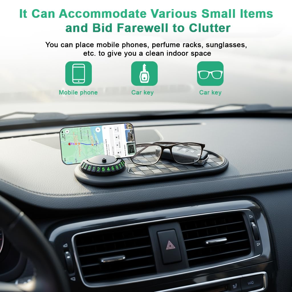 STHIRA Multifunction Car Anti Slip Mat with 360° Rotatable Phone Holder | Universal Dashboard Organizer