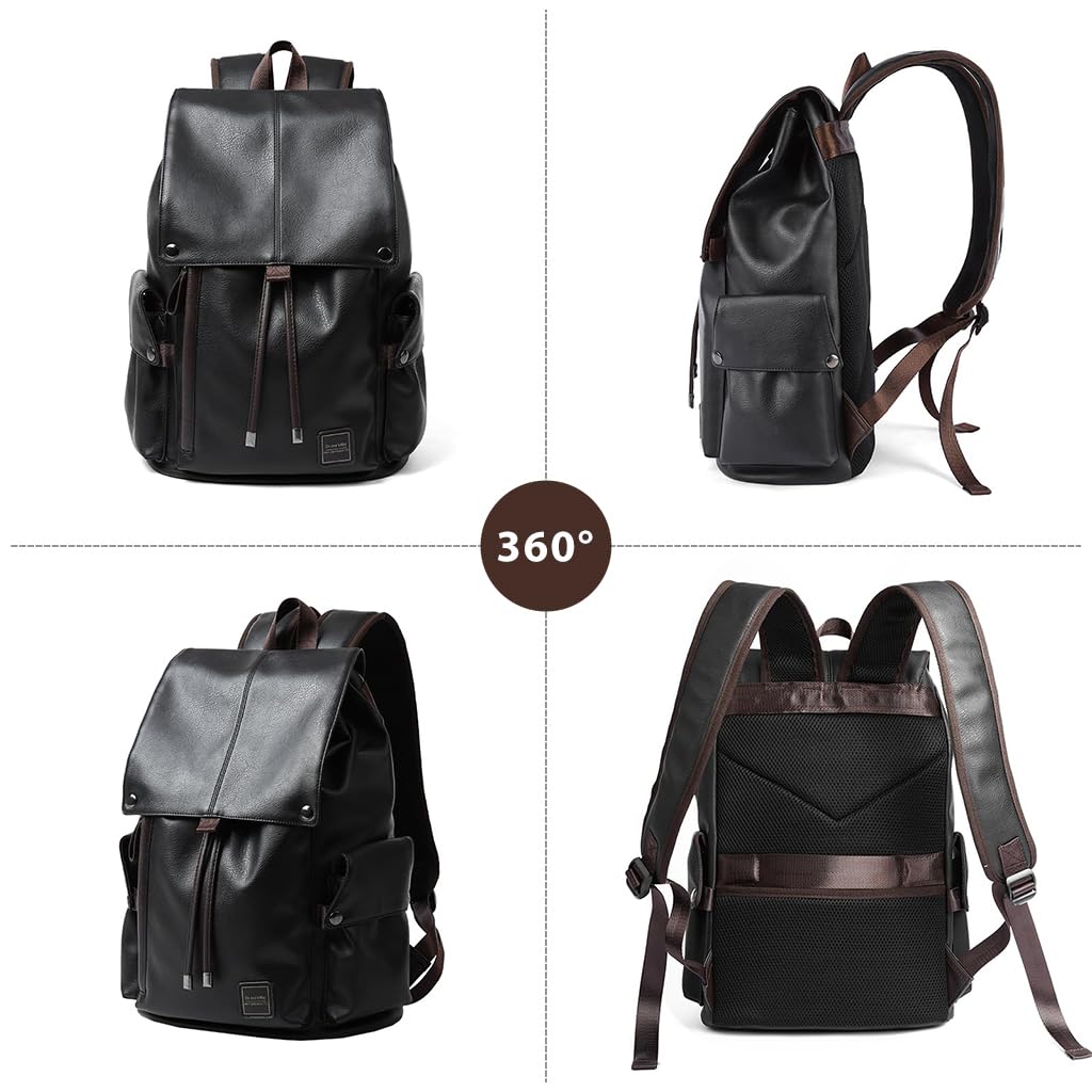 GUSTAVE Laptop Backpack for Business and Travel with 15.6‑Inch Storage | Sleek PU Black