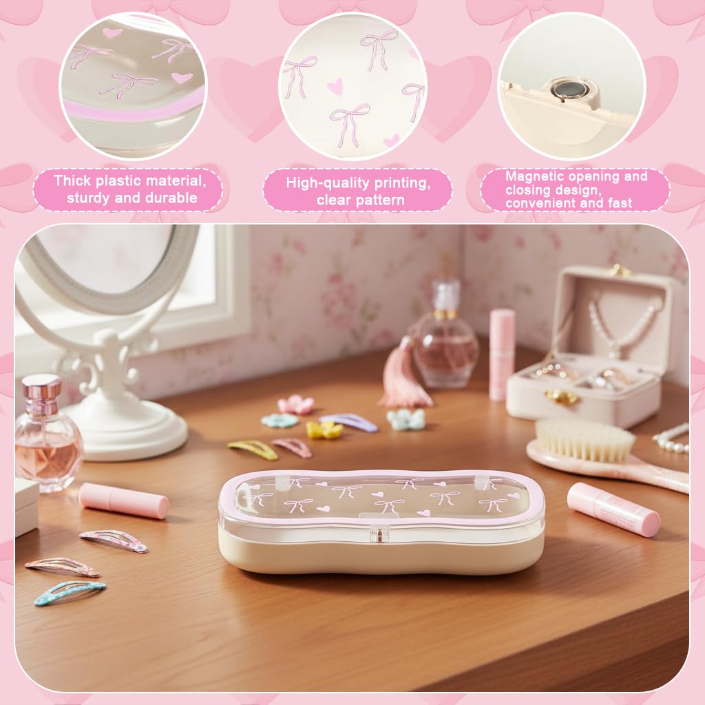 PROBEROS Eyeglasses Storage Case for Glasses and Accessories with Clear PP Box | Pink Organizer Holder