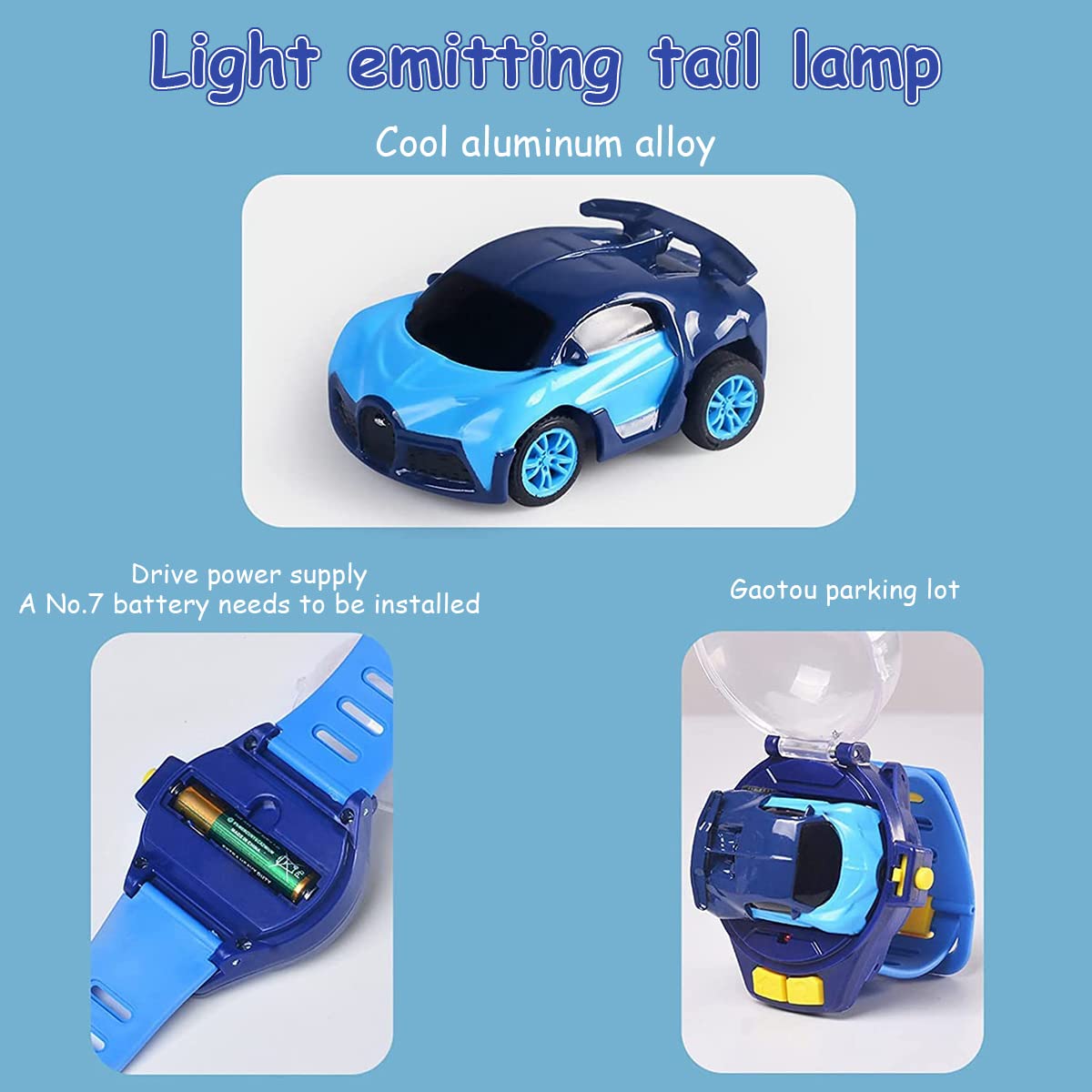 PATPAT Remote Control Car Watch for Kids featuring 2.4GHz Control and USB Rechargeable Toy | Blue