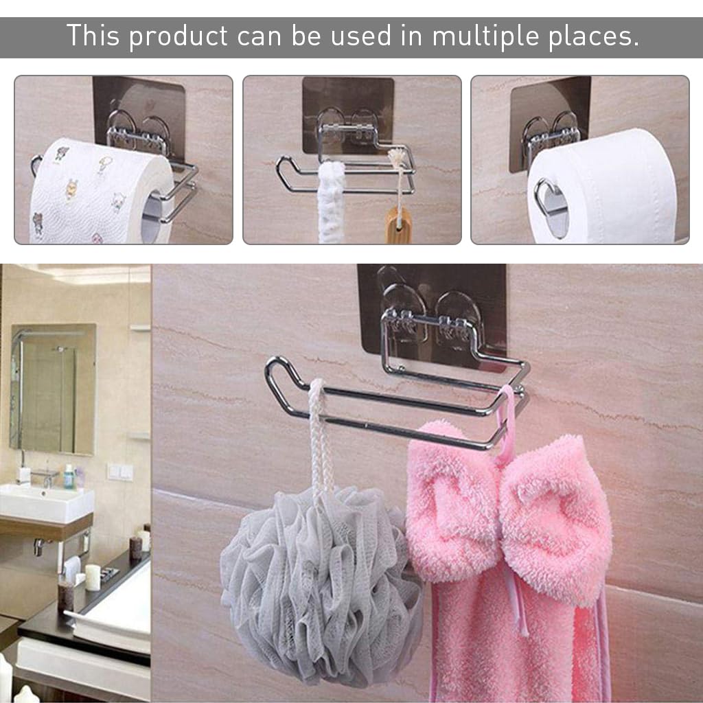 ZIBUYU Tissue Paper Holder for Bathroom and Kitchen with Self Adhesive Mount | 7 in Stainless Steel Rack
