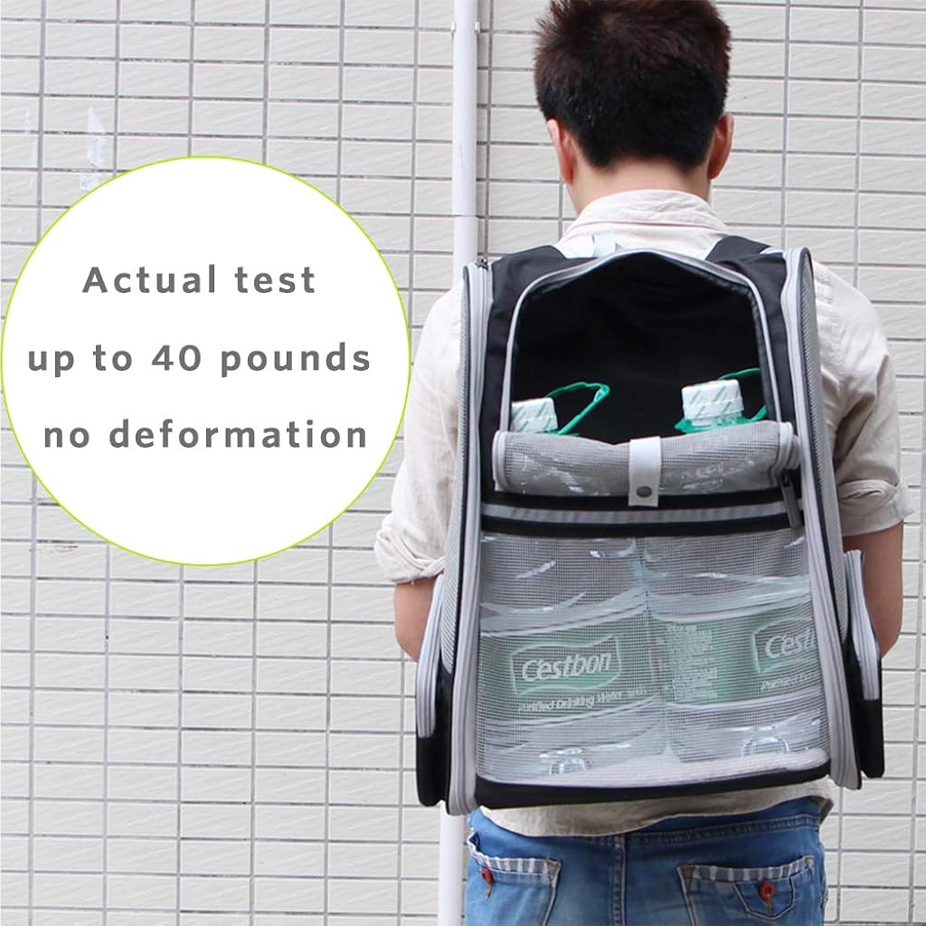 Qpets® Breathable Design Cat Bag Carrier Backpack for Hot Weather Expandable Dogs Cage Pet Travel Case for Small Pets Grey 2PCS