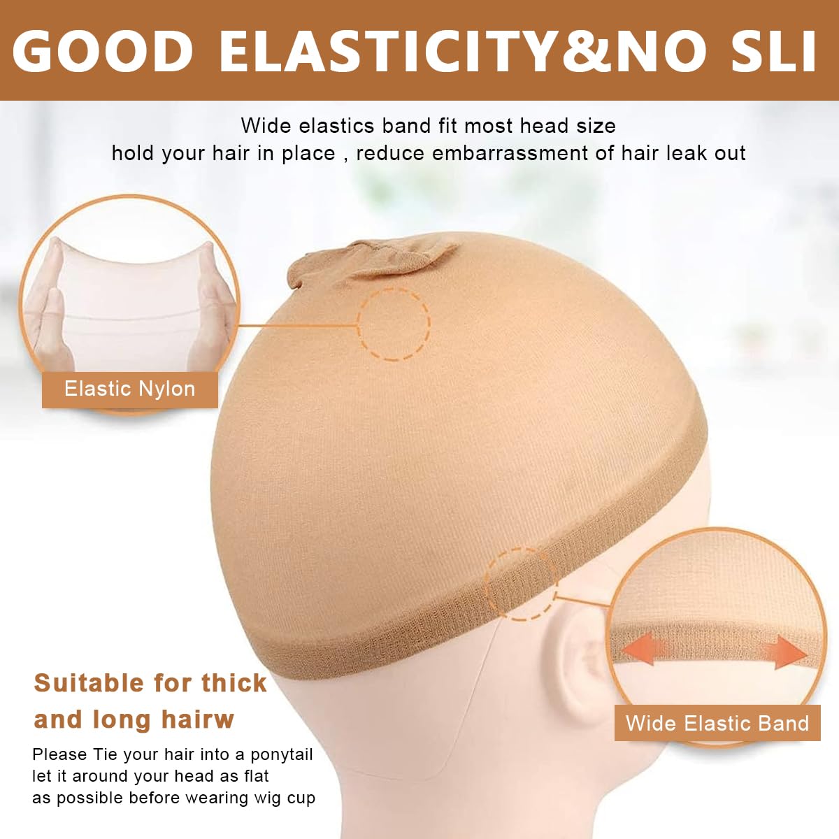 MAYCREATE Wig Cap for Women with Elastic Hemming and 10pcs Set | Breathable Nylon