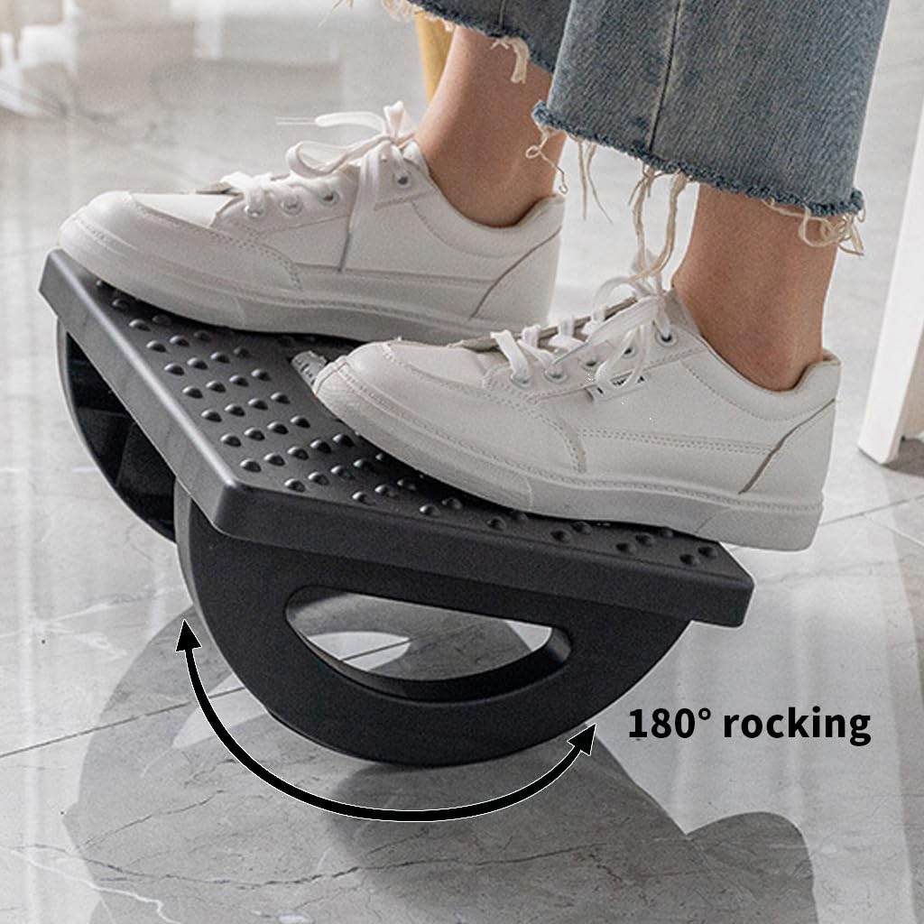 HASTHIP® Foot Rest Under Desk Multifunction Swingable Foot Rest for Office Chair Ergonomic Foot Stool with Massage Texture and Roller Relieve Stiffness, Numbness Promote Leg Circulation