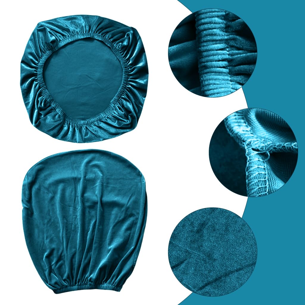 HASTHIP Seat Cover for Chair with 2 Piece Set featuring Elastic Edge Velvet Fabric Aqua Blue