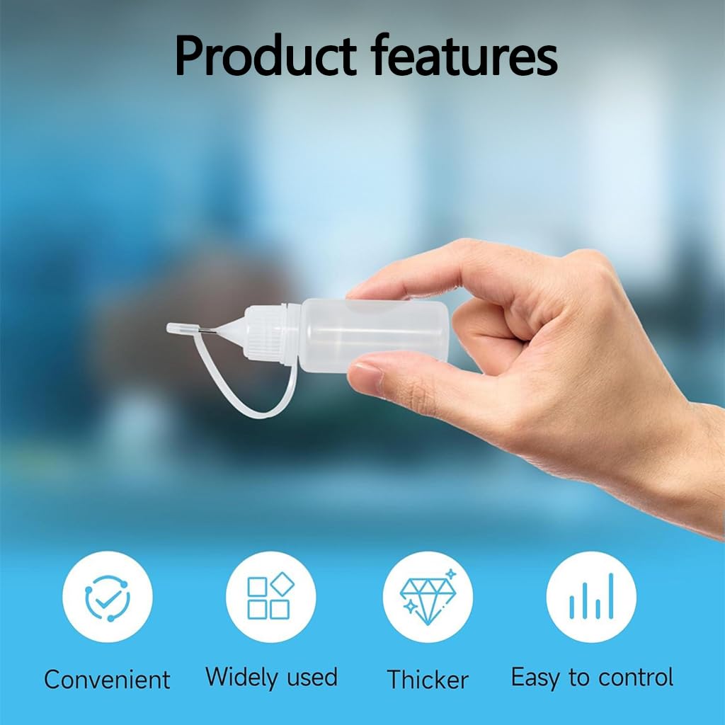 ZIBUYU Precision Needle Tip Glue Applicator Bottle for DIY Crafts featuring Leak Proof 10PC Design | Fine Control for Adhesive and Epoxy