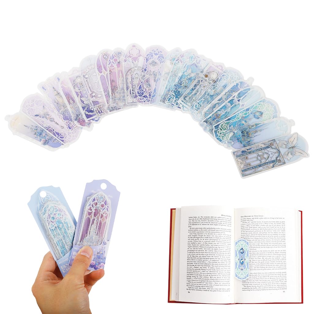 HASTHIP® 10PCS Holographic Bookmarks Sweet Dreamy Castle-Themed Bookma ...