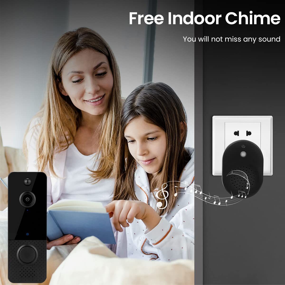 ZORBES Video Door Bell for Home with 1080P HD Camera and 140° Motion Detection | WiFi Night Vision 2-Way Audio