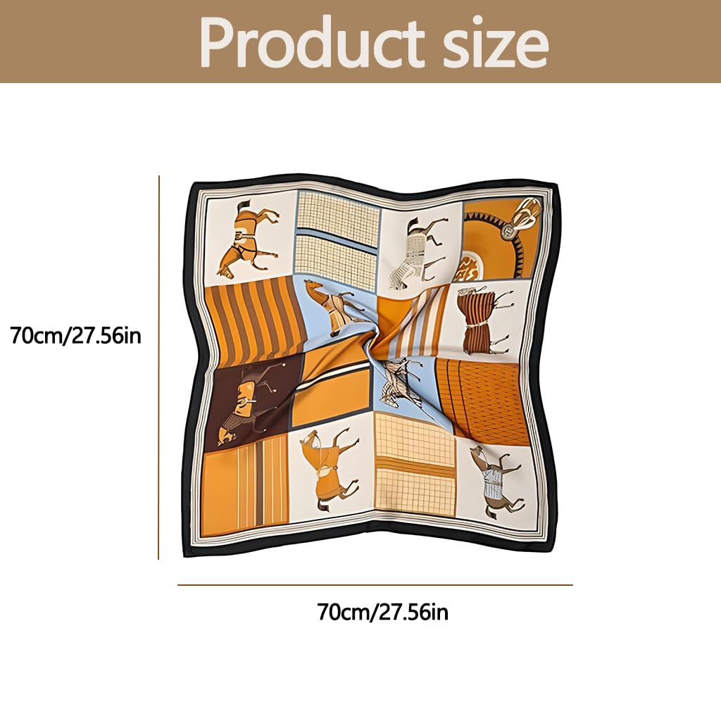 Zibuyu Women Neck Scarf for Versatile Styling with 27 in Square Design and Horse Print | Silk Feel Head Wrap and Hair Bandana