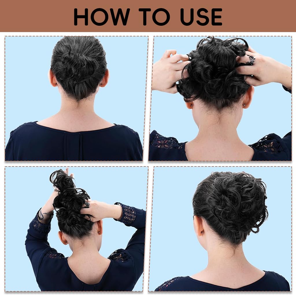 Zibuyu Hair Bun for Women with Heat Resistant Synthetic Fibers in Natural Black | Effortless Updo for Daily Wear and Parties