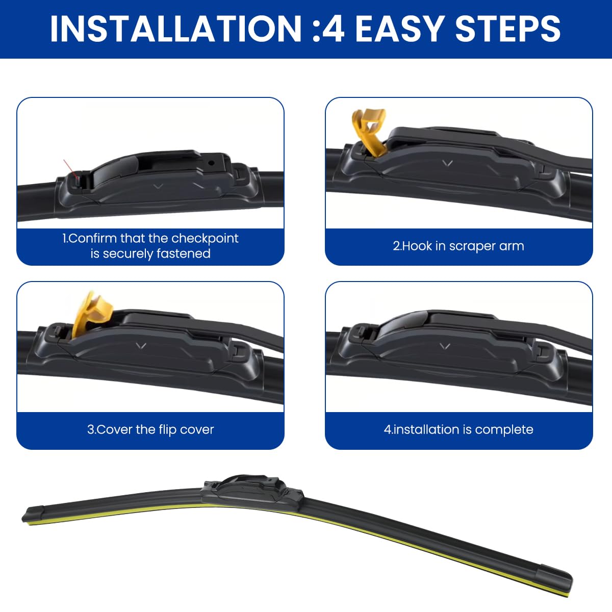 STHIRA Car Wiper Blade for Windshield Cleaning featuring 24 Inch Frameless Silicone Design