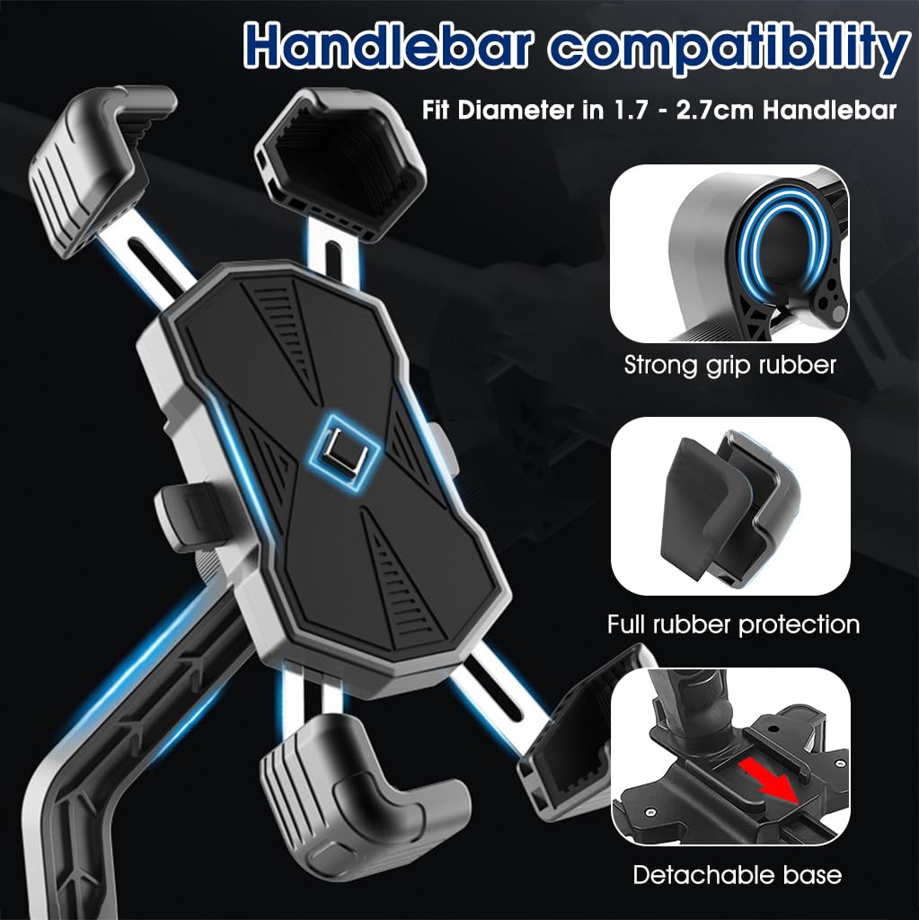 STHIRA Bike Mobile Holder for 4.7–7 in Phones featuring 360° Rotation and 1‑Second Auto Lock | Stainless Steel Anti‑Slip Mount