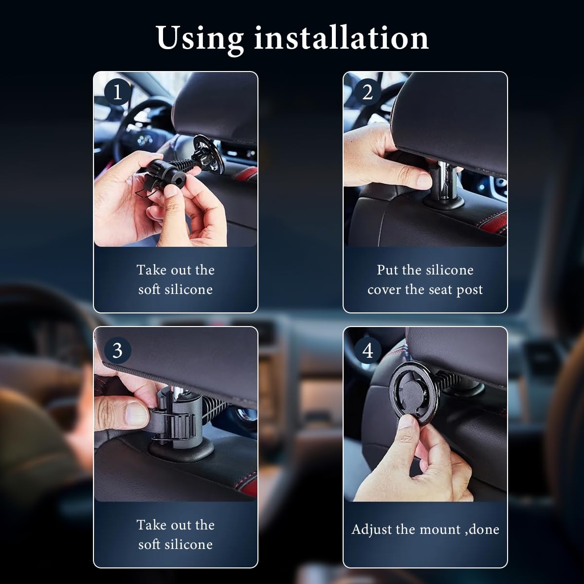 STHIRA Magnetic Car Phone Holder for Rear Seat with 360° Rotation and 2 Metal Rings | Universal Mount for iPhone 15 14 13