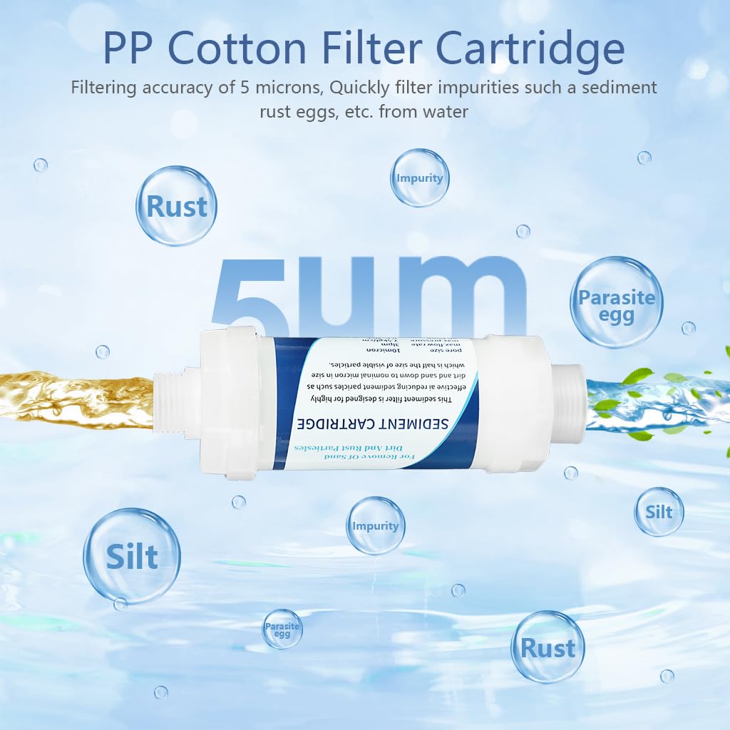 Serplex Shower System Water Filter Cartridge for Bathroom and Kitchen with 2 Cotton Refills | Universal 1/2 Inch Thread