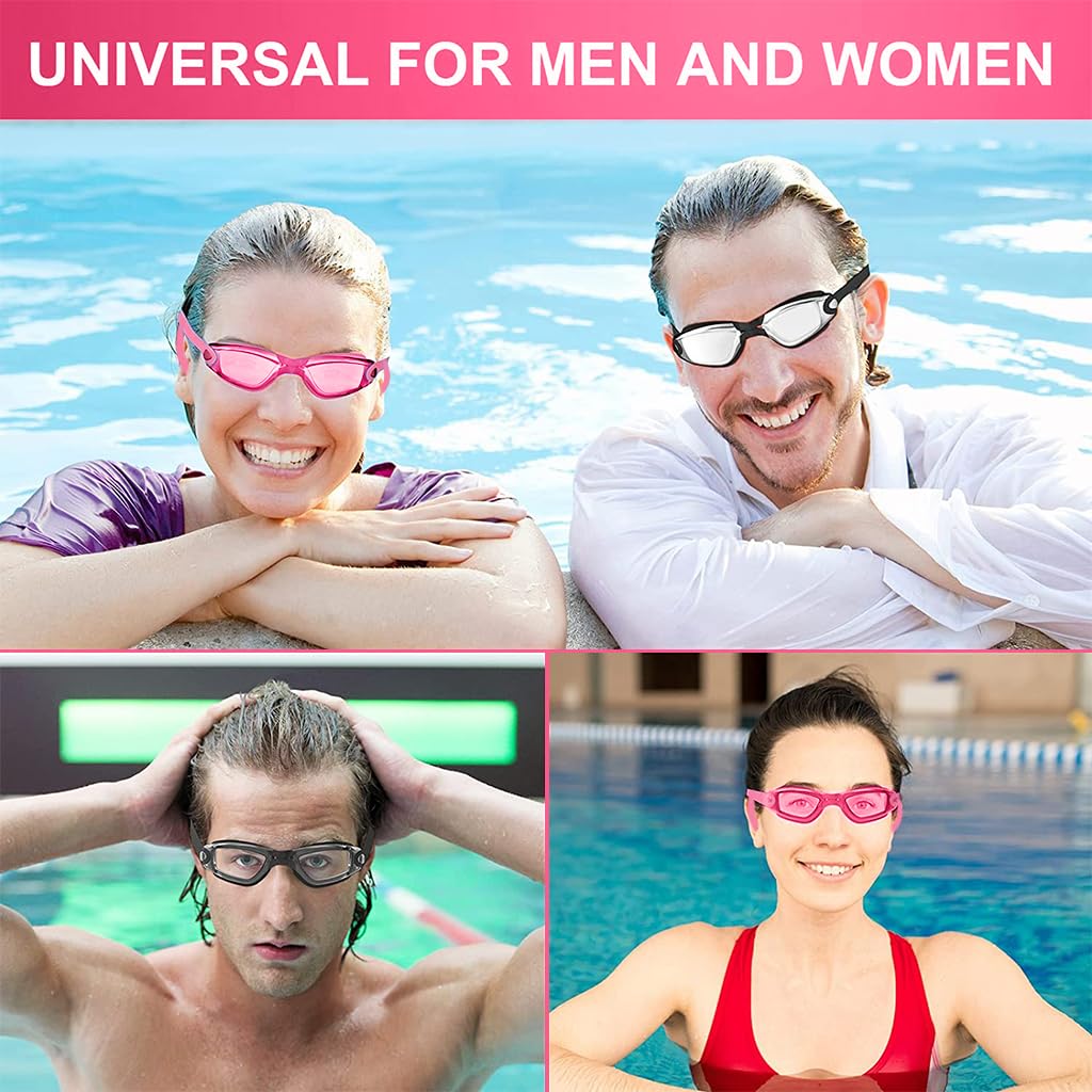 Optifit® Swim Goggles for Women, Swimming Goggles with Ear Plugs, Swimming Goggles Anti-Fog, UV Protection for Adults Women & Kids with Protection Case Kit, Detachable Swimming Goggles (Pink)