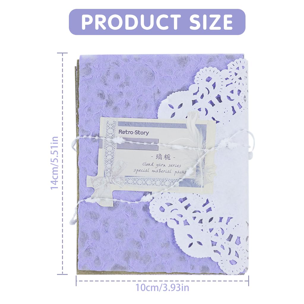 HASTHIP Scrapbook Paper Set for Journaling and Card Making featuring 16pcs 10x14cm Textured Sheets | Assorted Beige White and Purple Designs