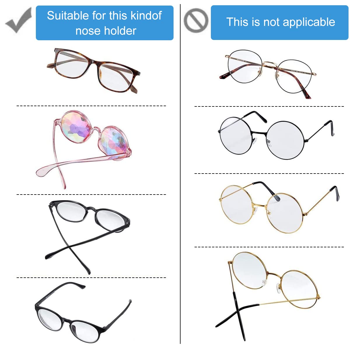 MAYCREATE Eyeglass Nose Pads 12 Pairs for Full Plastic Frames with Anti Slip Air Chamber | Soft Silicone Self Adhesive Replacement Pads