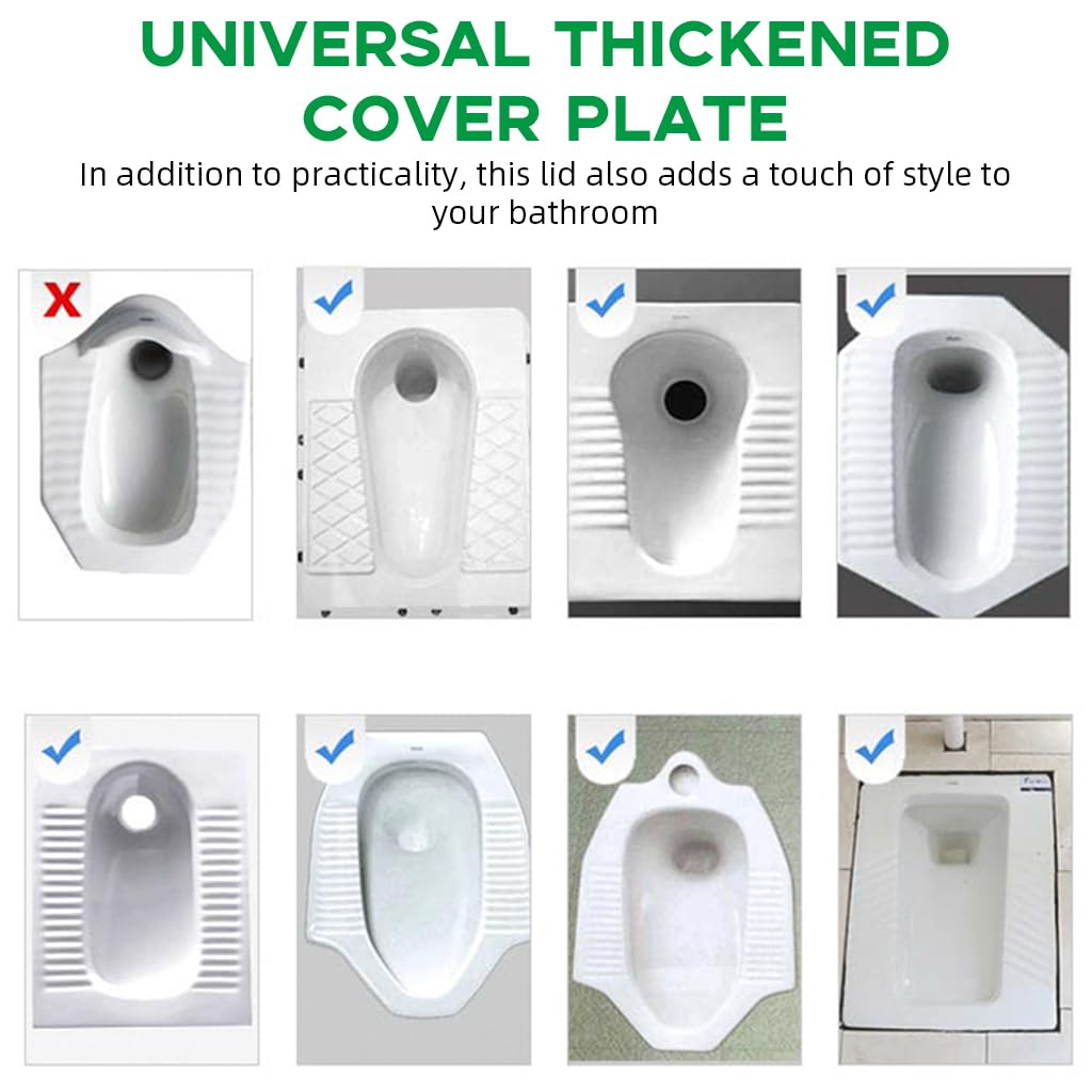 HASTHIP Squat Toilet Cover with Removable Drain Lid featuring Lifting Handle 30x50cm White