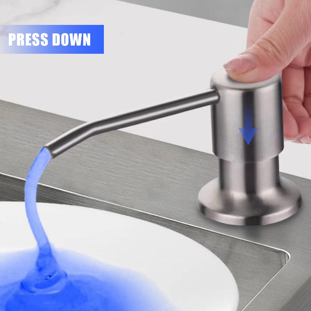 HANNEA Soap Dispenser for Kitchen Sink with 47 in Silicone Tube and 360° Rotatable Pump | Stainless Steel