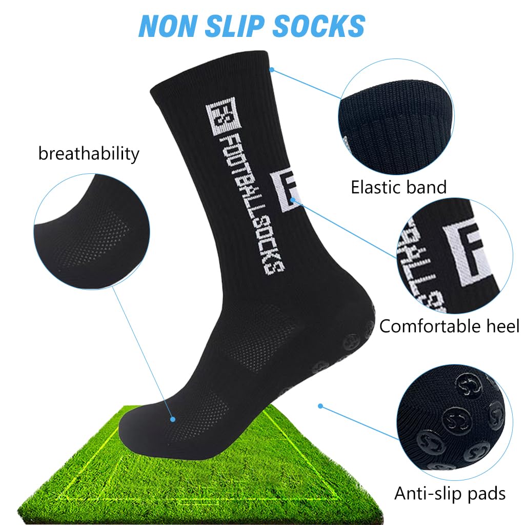 Proberos Football Socks Set for Men and Women with Dual Anti Slip Grip Pads and Breathable Sleeves